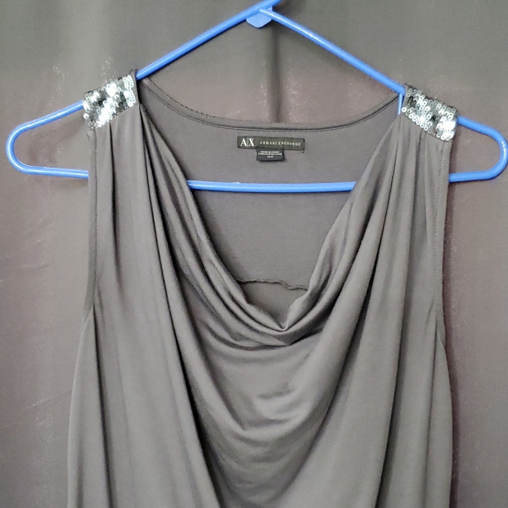 Armani Exchange sequin sleeveless cowl neck top